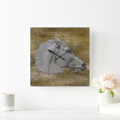 ギリシャ神話クラシカル馬頭 スクエア壁時計 (ホーム)