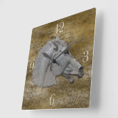 ギリシャ神話クラシカル馬頭 スクエア壁時計 (傾斜)