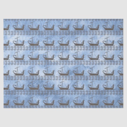 ギリシャ神話ヴィンテージ船オデッセイブルーデコパージュ 薄葉紙 (正面)