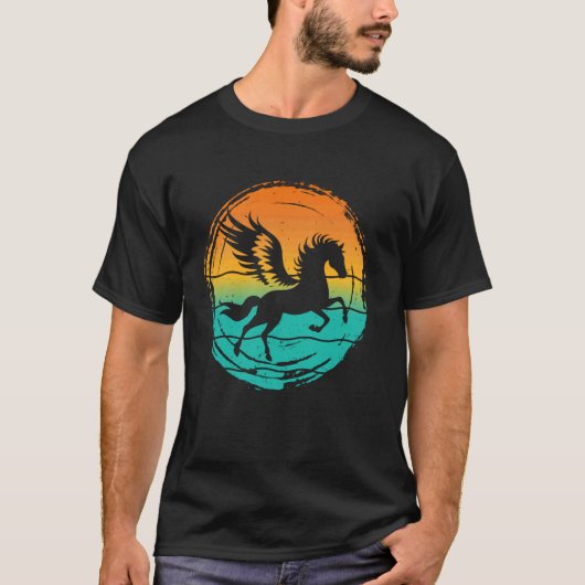 ギリシャ神話 ペガサス 翼 馬 種牡馬 ヴィンテージ Tシャツ (正面)