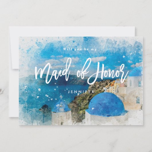 ギリシャ私のメイド・オブ・オーナー(花嫁付き添い人)の提案カードです サンキューカード (正面)