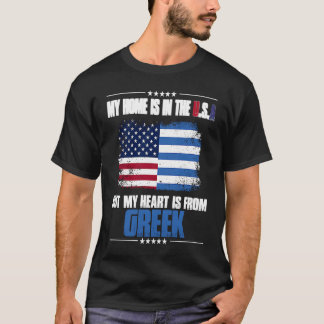ギリシャ私の故郷はアメリカだが、私の愛のハートは Tシャツ