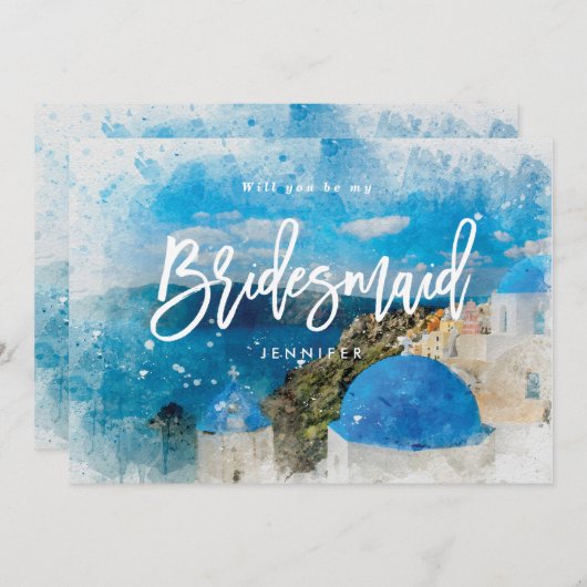 ギリシャ私の新婦付添人の提案カードです サンキューカード (正面/裏面)