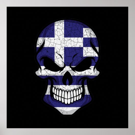 ギリシャ笑顔スカル国旗 ポスター (正面)