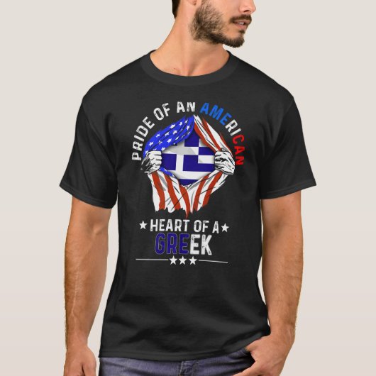 ギリシャ系アメリカプライド異国グレック Tシャツ (正面)