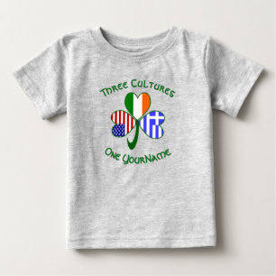ギリシャ系、アイルランド系、アメリカ人の旗 シャムロック あなたの名前 ベビーTシャツ