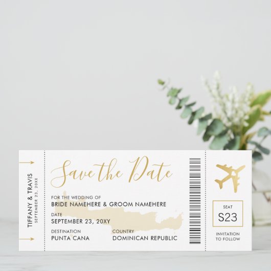 ギリシャ結婚のクレタマップチケット日付を保存 セーブザデート (スタンド正面)