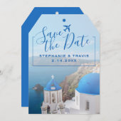 ギリシャ結婚のサントリーニ荷物タグ日付を保存 (正面/裏面)