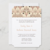 ギリシャ結婚のピンクハミングバード結婚アールデコ 招待状 (正面)