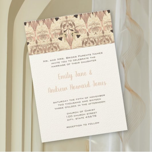 ギリシャ結婚のピンクハミングバード結婚アールデコ 招待状