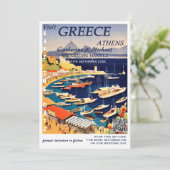 ギリシャ結婚の旅行ポスタースタイルQRコード セーブザデート (スタンド正面)