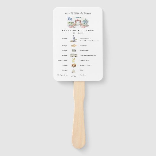 ギリシャ結婚の週末のウェルカム旅程 ハンドファン (正面)