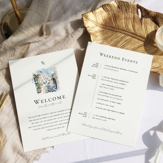 ギリシャ結婚の週末のウェルカム旅程 メニュー