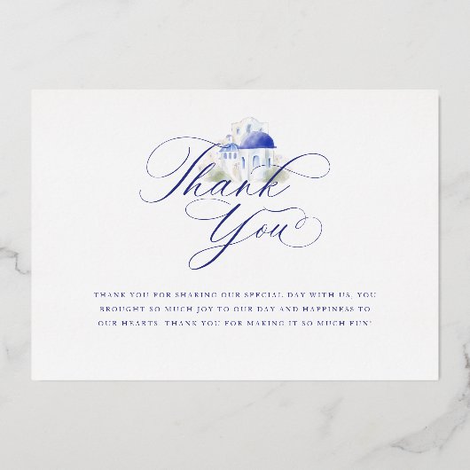 ギリシャ結婚ス感謝していのScript Monogram Photo 箔招待状 (裏面)