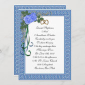 ギリシャ結婚式招待状ブルーバラ 招待状 (正面/裏面)