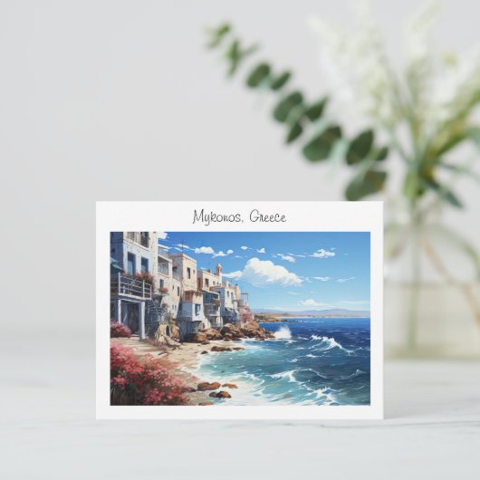 ギリシャ絵を描のミコノス ポストカード (スタンド正面)