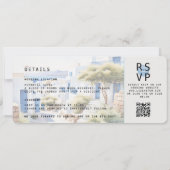 ギリシャ行き先搭乗券結婚写真 招待状 (裏面)