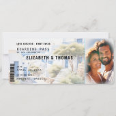 ギリシャ行き先搭乗券結婚写真 招待状 (正面)