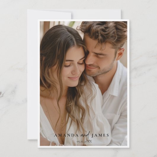 ギリシャ行き先結婚式の写真日付を保存 招待状 (裏面)