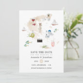 ギリシャ行き先結婚式の水彩地図 セーブザデート (スタンド正面)