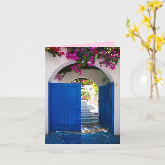 ギリシャ語とトルコ語のスタイルブルードア カード (黄色い花)