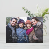 ギリシャ語と英語メリークリスマス2枚のフォトレッド シーズンカード (スタンド正面)