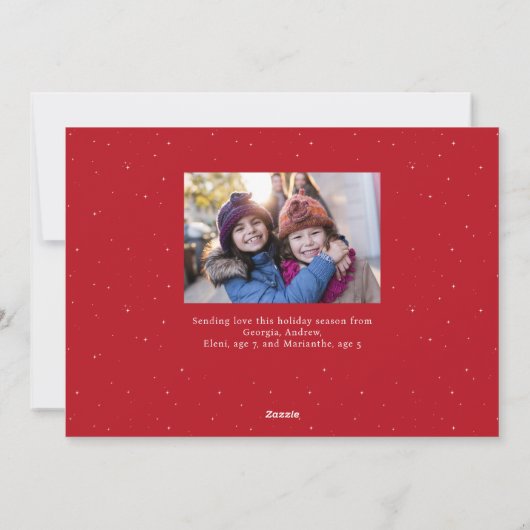 ギリシャ語と英語メリークリスマス2枚のフォトレッド シーズンカード (裏面)