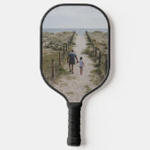 ギリシャ語のおじいさん青パーソナライズされた写真 ピックルボールラケット (裏面)