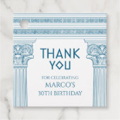 ギリシャ語のパーティーと青の列ありがとう フェイバータグ (正面)