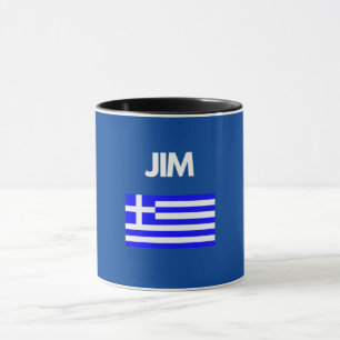 ギリシャ語のフラグ付きのJimギリシャ語のデザイン マグカップ