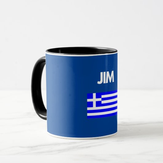 ギリシャ語のフラグ付きのJimギリシャ語のデザイン マグカップ (正面左)