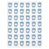 ギリシャ語のブルーディーナーコーヒーカップを提供して幸せ テーブルクロス (正面)