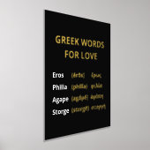 ギリシャ語のラブブラックミニマル金ゴールド 箔ポスター (レイダウン)