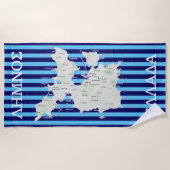 ギリシャ語のレームノスの地図 ビーチタオル (正面)