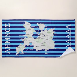 ギリシャ語のレームノスの地図 ビーチタオル