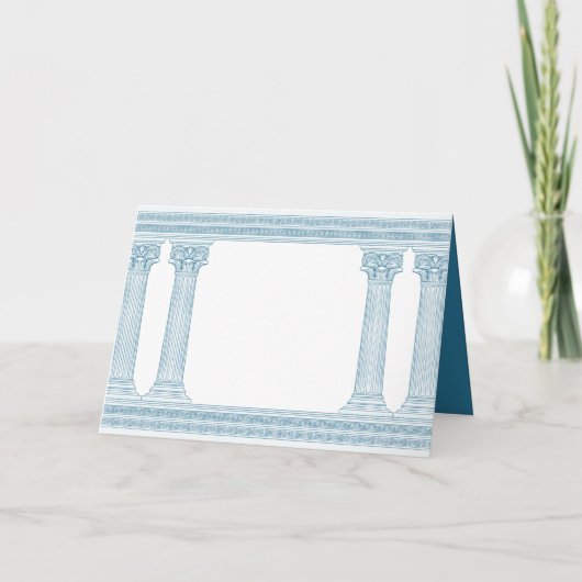 ギリシャ語の列を持つ青い誕生日パーティーの招待 招待状 (裏面)