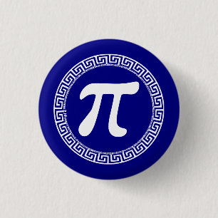 ギリシャ語の文字"Pi' (3.14)は蛇行パターン内 缶バッジ