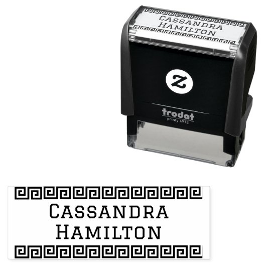 ギリシャ語の縁ど独身の鍵またはカップル名のみ2行 セルフインキングスタンプ (インサイチュ)