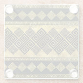 ギリシャ語の蛇行語-ギリシャ語の鍵ブラックと金ゴールド ガラスコースター (裏面)