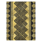 ギリシャ語の蛇行語-ギリシャ語の鍵ブラックと金ゴールド テーブルクロス (正面)