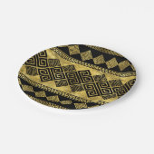 ギリシャ語の蛇行語-ギリシャ語の鍵ブラックと金ゴールド ペーパープレート (アングル)