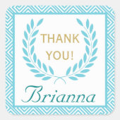 ギリシャ語の鍵とローレルリース結婚式の日付を保存 スクエアシール (正面)