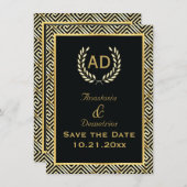 ギリシャ語の鍵とローレルリース結婚式の日付を保存 セーブザデート (正面/裏面)