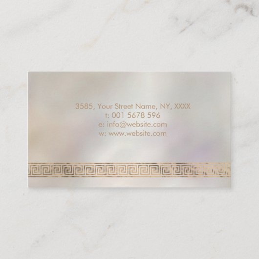 ギリシャ語の鍵蛇行 – 真珠の上のアワビの貝殻 名刺 (裏面)