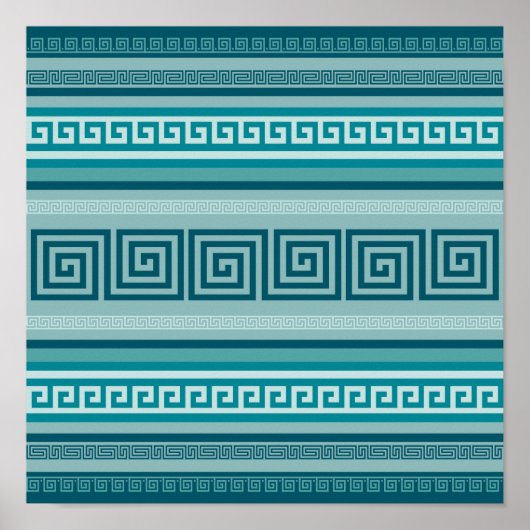 ギリシャ語の鍵- Meander -海パレット ポスター (正面)