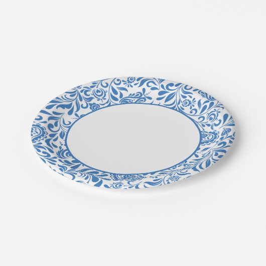 ギリシャ語の青いタイル地中海のパーティー ペーパープレート (アングル)