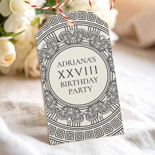 ギリシャ語またはローマ語のトガをテーマにしたパーティー ギフトタグ