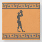 ギリシャ語アスリート – バスケットボールプレイヤーオレンジ ストーンコースター (正面)