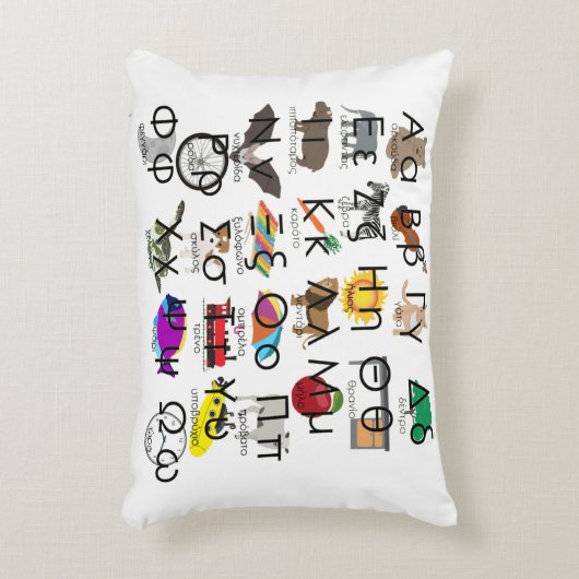 ギリシャ語アルファベット文字の単語と写真 アクセントクッション (正面(垂直))