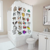 ギリシャ語アルファベット文字の単語と写真 シャワーカーテン (インサイチュ)